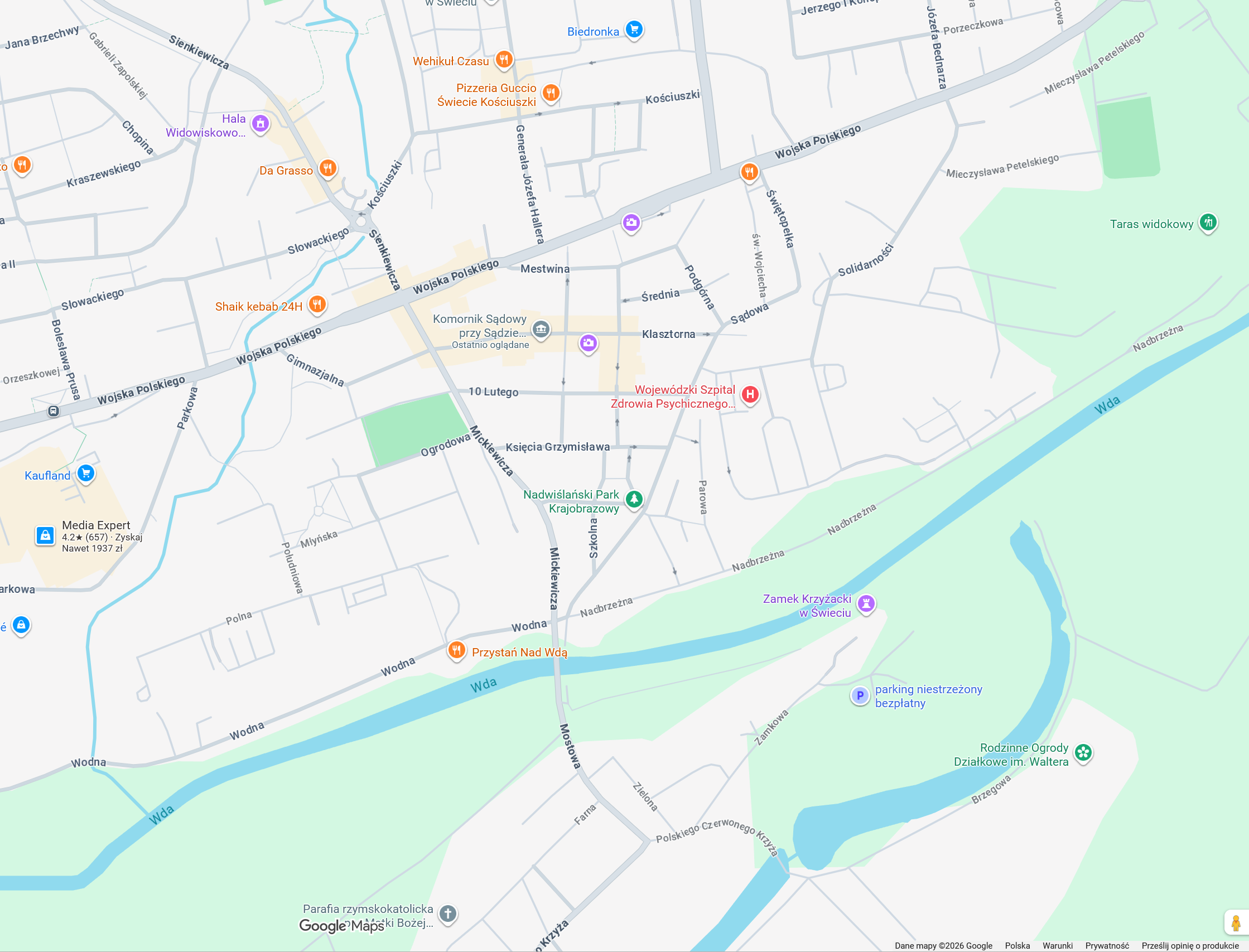 Mapa dojazdu do Kancelarii Komorniczej przy ul. Klasztornej 16/3 w Świeciu